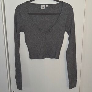 TNA Charcoal Long Sleeve Ribbed Tee